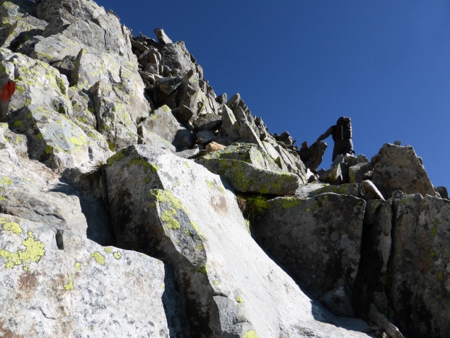 Foto: Manfred Karl / Klettersteigtour / Cima d´Asta, 2847 m, Via ferrata Giulio Gabrielli und Canalone Sud / Leichte Kraxelei am Westgrat / 30.09.2014 20:32:26