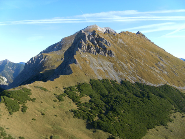 Foto: Wolfgang Lauschensky / Wandertour / Gumpenspitze und Gamsjoch aus dem Laliderertal / Gipfelblick in die Gumpenspitze Südflanke / 21.10.2014 18:45:49