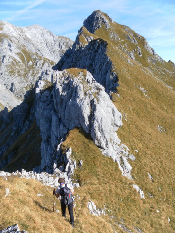 Foto: Wolfgang Lauschensky / Wandertour / Gumpenspitze und Gamsjoch aus dem Laliderertal / Westgrat Richtung Gipfel / 21.10.2014 18:44:16