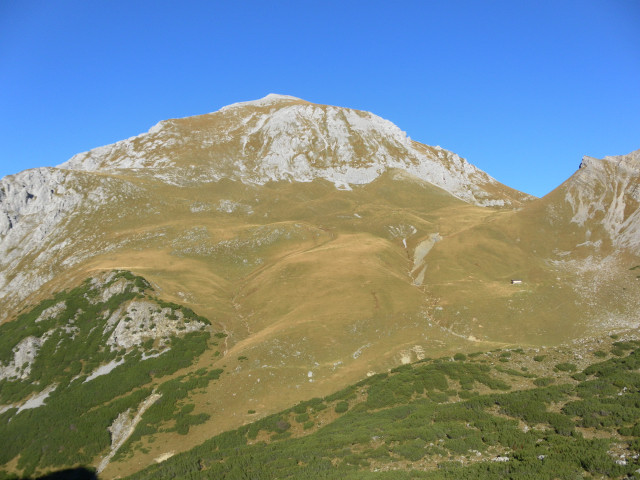 Foto: Wolfgang Lauschensky / Wandertour / Gumpenspitze und Gamsjoch aus dem Laliderertal / Westflanke des Gamsjochs mit Gumpenalm Hochleger / 21.10.2014 18:42:01