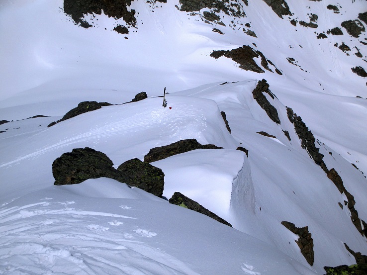 Foto: Andreas Koller / Skitour / Radüner Rothorn (3022m) / Abstieg zum Skidepot / 29.01.2015 22:32:05