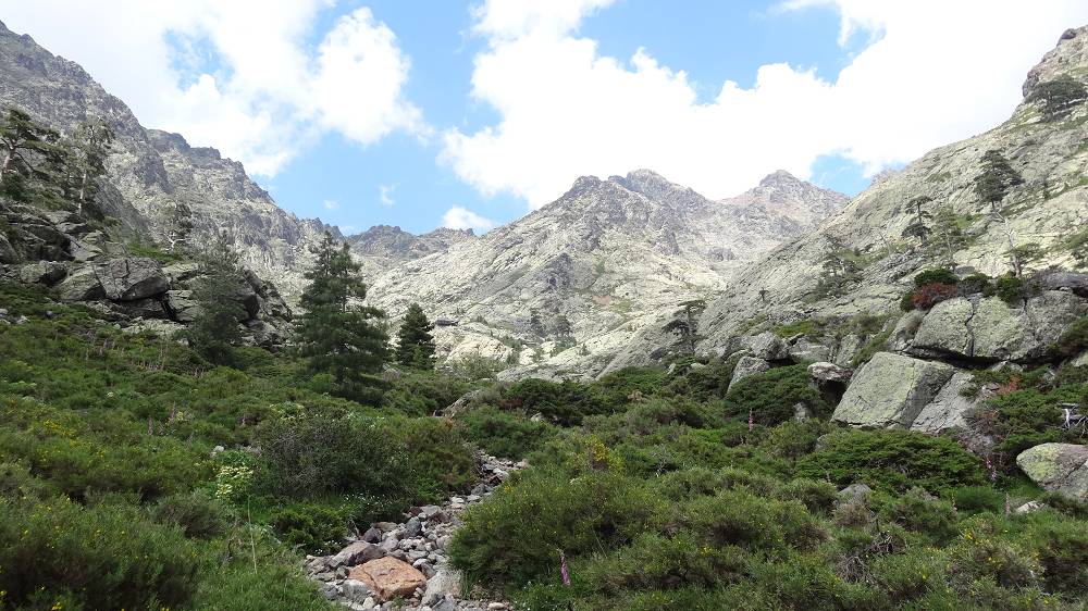 Foto: Datzi / Wandertour / In 17 Tage Korsika entdecken (Tour 3) Rundtour über den Lac Du Cinto auf den Monte Cinto zum Paglia Orba und Abstieg auf einen einsamen Weg / Der Weg zur Hütte Bergerie de Ballone / 01.08.2015 20:20:04