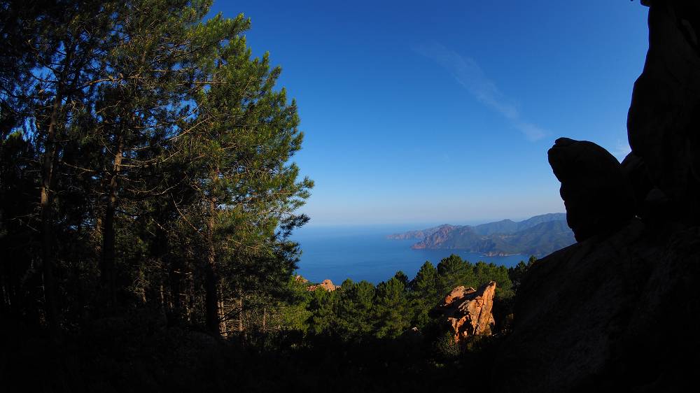 Foto: Datzi / Wandertour / In 17 Tage Korsika entdecken (Tour 5) Rundtour zum Capo D Ortu (1294m) und Capu Di U Vitullu (1331m) / Blick zum Golf von Porto / 03.08.2015 21:31:22