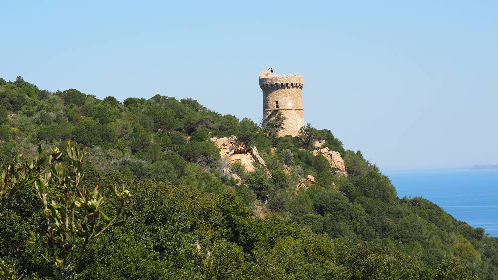 Foto: Datzi / Wandertour / Wanderung über eine Halbinsel zu einem Badestrand / Bald erreichen wir den Turm / 10.08.2015 15:37:13