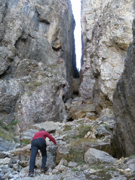 Foto: Wolfgang Lauschensky / Klettersteigtour / Monte Cornetto 1899m über Vajo Stretto / vor der Schlüsselstelle mit Klemmblock / 01.11.2015 19:20:23