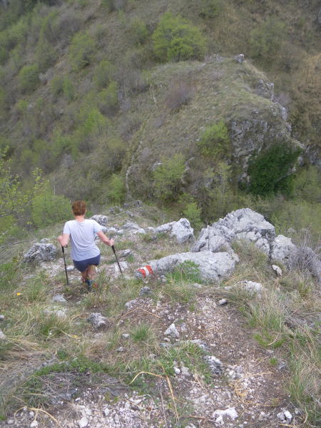 Foto: Wolfgang Lauschensky / Wandertour / Corna Trentapassi und Monte Vignole / Steilabstieg in die Forcellina del Gadöl / 26.04.2016 19:04:22