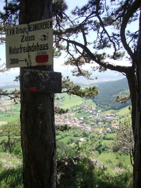 Foto: Wolfgang Dröthandl / Wandertour / Gösing - Überschreitung von Ternitz nach Grünbach / Schneeberg / Blick von der Flatzer Wand auf Flatz, im Hintergrund Ternitz / 23.05.2016 15:54:07