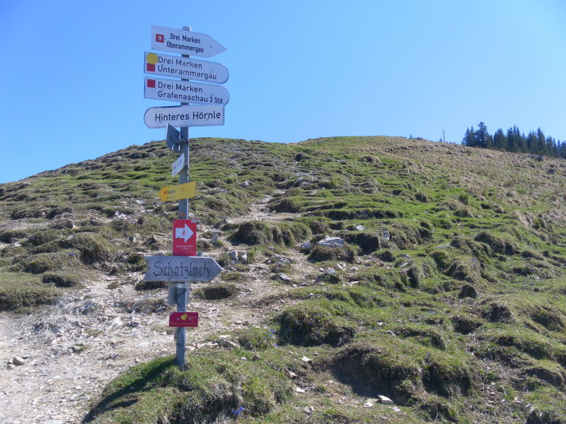 Foto: Wolfgang Lauschensky / Wandertour / Hörnleüberschreitung von Unterammergau / gute Beschilderung bei der Hörnlealm / 24.05.2016 21:31:28