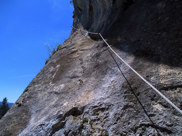 Foto: Andreas Koller / Klettersteigtour / Klettersteig Spielmäuer: Tristans Kirchbogensteig (1360m) / Einstiegsrampe Plattentanz / 03.06.2016 17:53:42