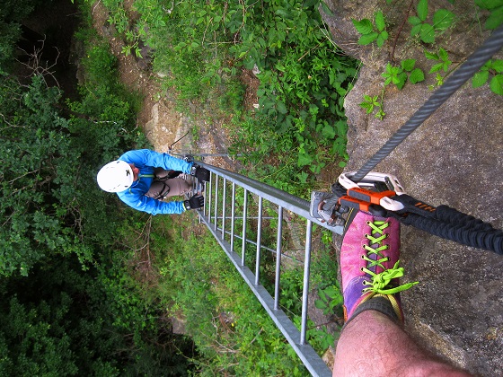 Foto: Andreas Koller / Klettersteigtour / Klettersteig Martinswand Deggendorf (378m) / Leiternpassage / 22.06.2016 00:15:10