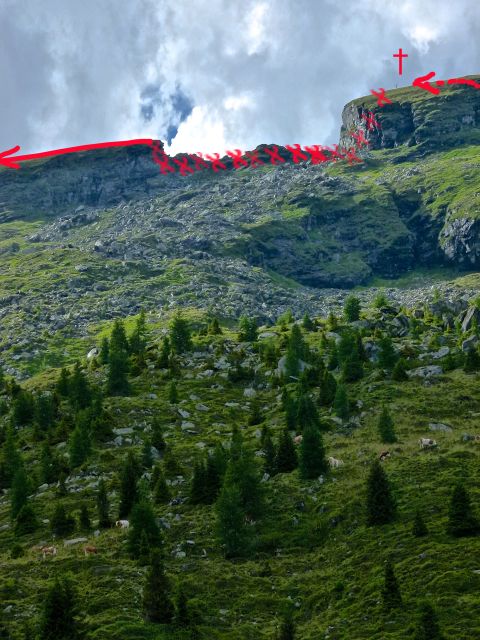 Foto: Walter Ruttinger / Wandertour / Stoder neue Überschreitung zu Gmeineck 2592m / Südansicht der seit 2014 begehbar versicherten Nordpassage von Stoder westwärts Richtung Gmeineck / 21.08.2016 17:04:05