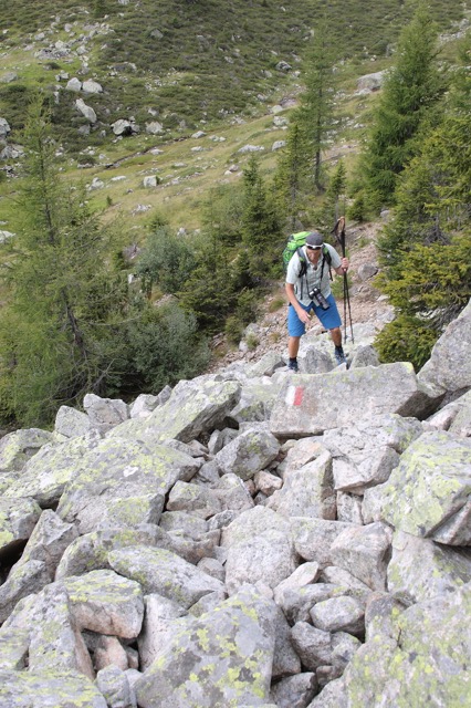 Foto: Werner Kaller / Wandertour / Von Graßstein zum Puntleider See über die Berglam / Weg über Geröll kurz vor dem Höhensteig (Foto Walter Kaller) / 05.09.2016 17:49:50