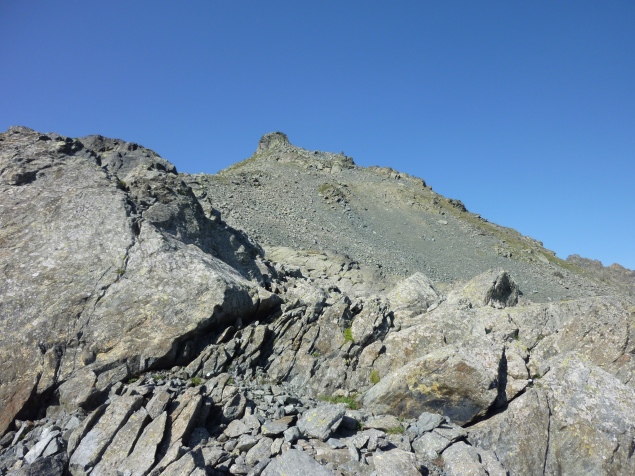 Foto: Manfred Karl / Klettertour / Schwarzhorn (3147 m), Ostgrat / Oben beim Gratkopf ist der Einstieg / 04.12.2016 19:36:36