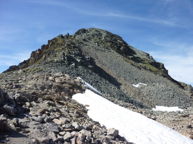 Foto: Manfred Karl / Klettertour / Schwarzhorn (3147 m), Ostgrat / Schwarzhorn von Süden mit dem Normalweg / 04.12.2016 19:26:01