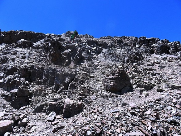 Foto: Andreas Koller / Wandertour / Plomo-Trekking 4: Cerro Leonera (4954m) / Steile Gipfelflanke / 28.02.2020 21:25:44