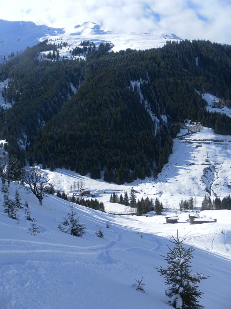 Foto: Wolfgang Lauschensky / Skitour / Gamsbeil 2169m aus dem Windautal / Gamskogelhütte und Tagweidalm unter dem Steinbergstein / 10.03.2020 10:50:22