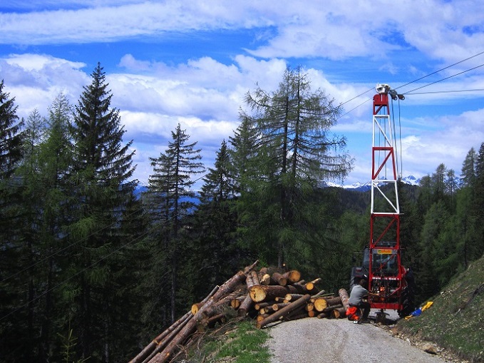 Foto: Andreas Koller / Wandertour / Unterwegs im Jauken-Massiv (2247m) / Waldarbeiten auf der Schotterstraße zur Jaukenalm / 24.09.2020 23:03:20