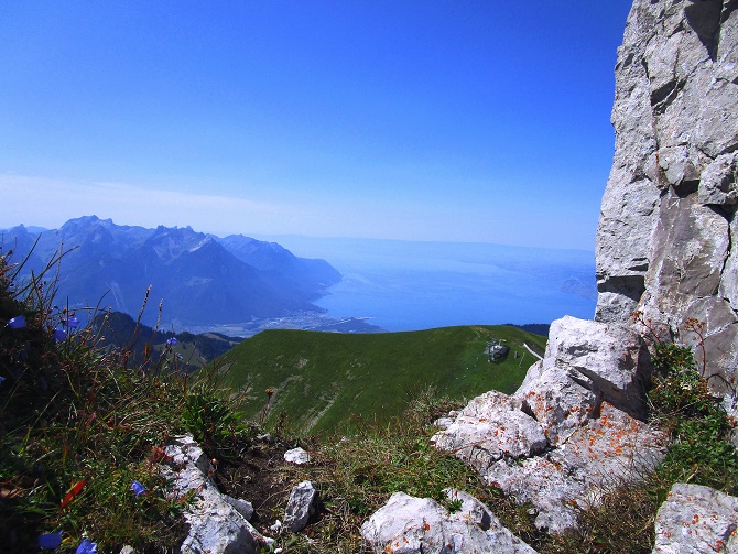 Foto: Andreas Koller / Klettersteigtour / Via ferrata Tour dŽAi (2331m) / Immer wieder schöne Blicke zum Genfer See / 05.08.2022 13:40:29