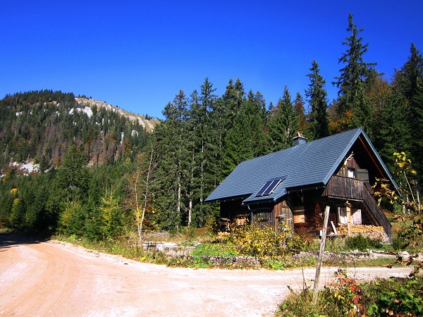 Foto: Andreas Koller / Wandertour / Am Mariazeller Gründerweg auf den Großen Zellerhut (1639m) / Reislackenhütte (Jagdhütte) - hier nach rechts! / 24.11.2022 23:52:05