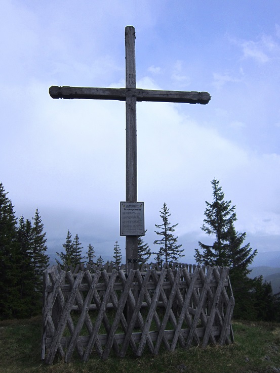 Foto: Andreas Koller / Wandertour / Kraxelspaß über der Kleinveitschalm (1628m) / Gipfelkreuz Blaskögerl / 06.07.2023 13:08:24