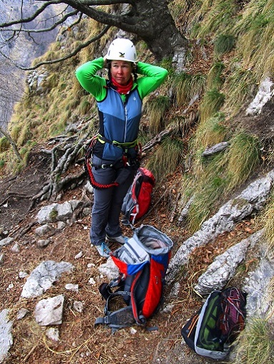 Foto: Andreas Koller / Klettersteigtour / Monte Boccaor auf der Via ferrata Sass Brusai (1531m) / Einstieg Ferrata Sass Brusai / 25.10.2023 01:11:35