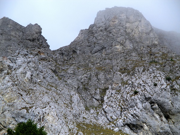 Foto: Andreas Koller / Klettertour / Predigtstuhlsteig auf die Veitsch (1788m) / Zum Wandfuß mit ungefährer Route in Sicht / 15.05.2025 00:48:55