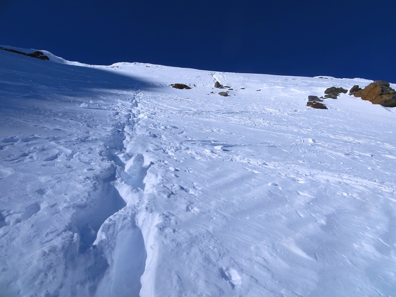 Foto: Andreas Koller / Skitour / Tour in die Daunscharte (3159m) / Steil hinauf Richtung Daunscharte / 13.06.2025 01:03:44