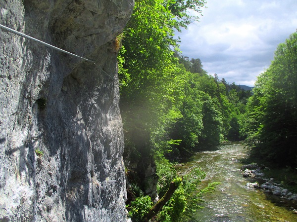 Foto: Andreas Koller / Klettersteigtour / Rottensteiner Klettersteig beim Weichtalhaus (547m) / Die schwierige Variante über der Schwarza / 19.06.2025 15:17:44