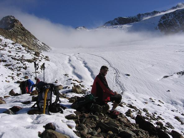 Foto: Andreas Koller / Wandertour / Aus dem Fornokessel auf den Palon de la Mare (3703 m) / Aufstieg über den Forno-Gletscher / 28.05.2007 11:13:06