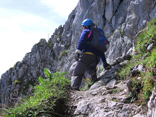 Foto: Andreas Koller / Klettersteigtour / Karwendel- und Mittenwalder Klettersteig (2384m) / Querung unterhalb der Sulzleklammspitze / 31.08.2007 23:11:16