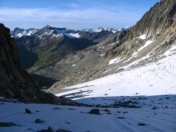 Foto: Andreas Koller / Wandertour / Über den SO-Sporn auf den Galenstock (3586m) / Blick vom Sidelengletscher nach SW / 01.09.2007 13:20:53
